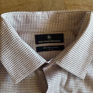 Hart Schaffner Marx Men's Grid Pattern Shirt - White and Brown